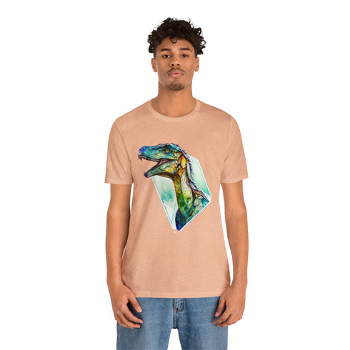 Stained Glass Velociraptor - Short Sleeve Tee